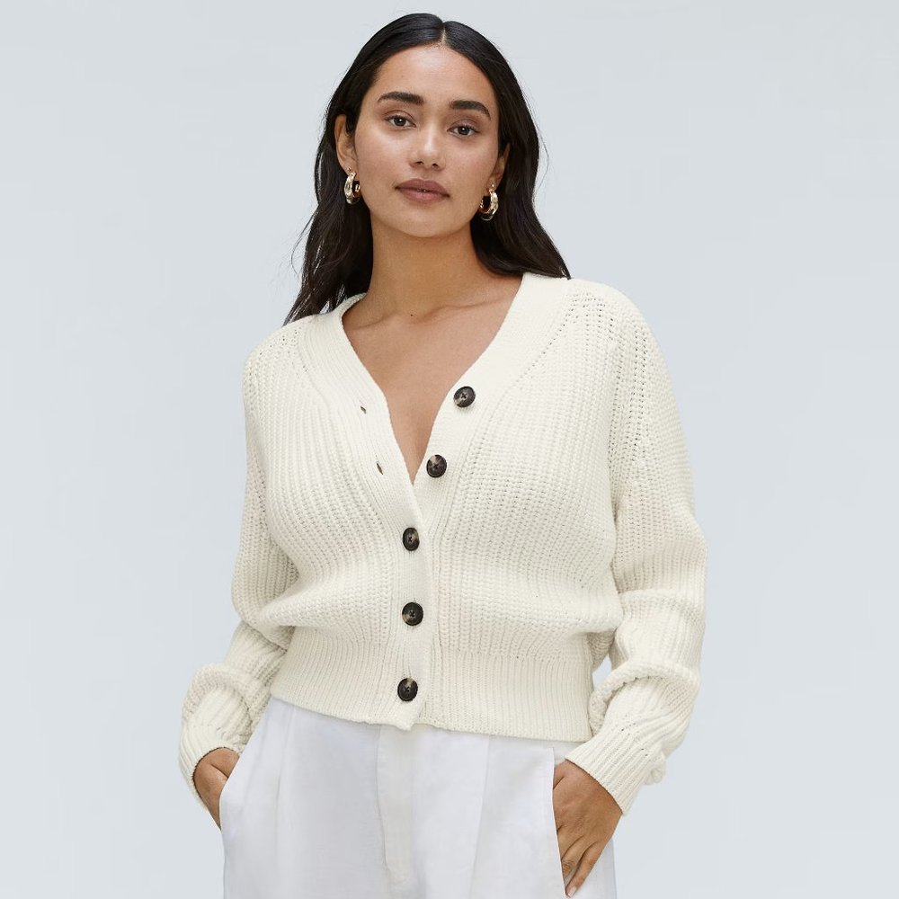 Everlane - The Texture Cotton Cardigan - Canvas - Size XL